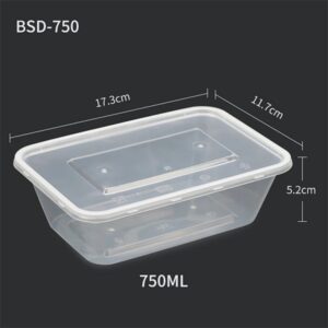 Disposable Rectangle Take Away Food Plastic Container With Lid